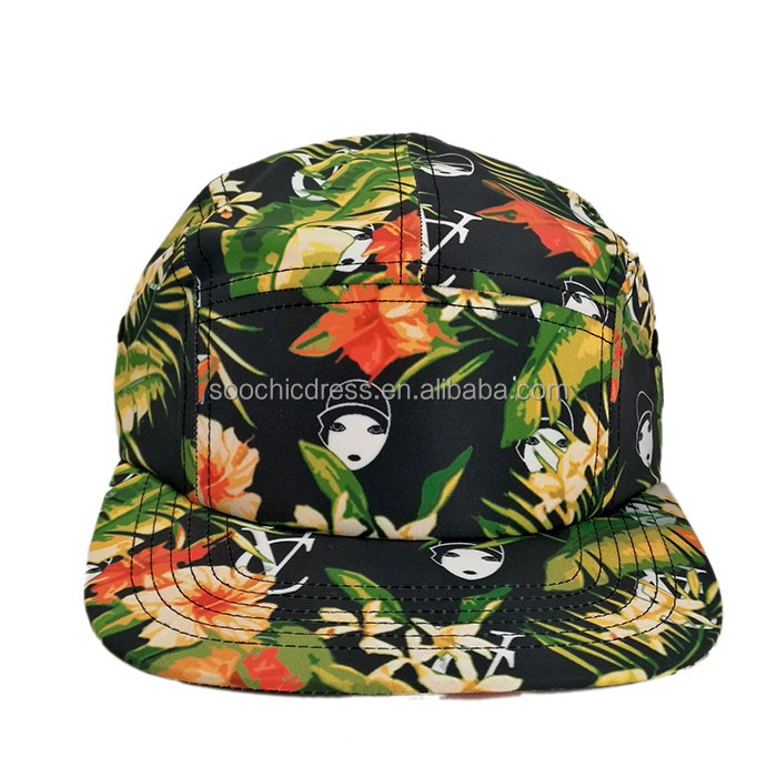 Custom Print Poly Flat Brim 5 Panel Cap Hat - Soochicdress