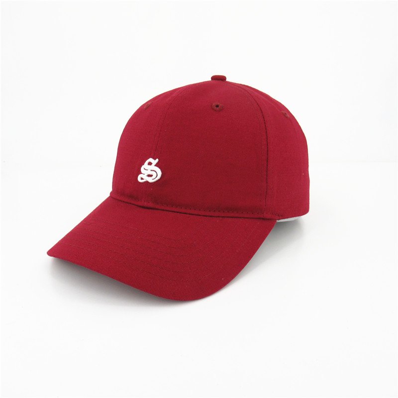 Custom Mens Embroidery Dad Hat Unstructured Red Cotton Baseball Cap ...