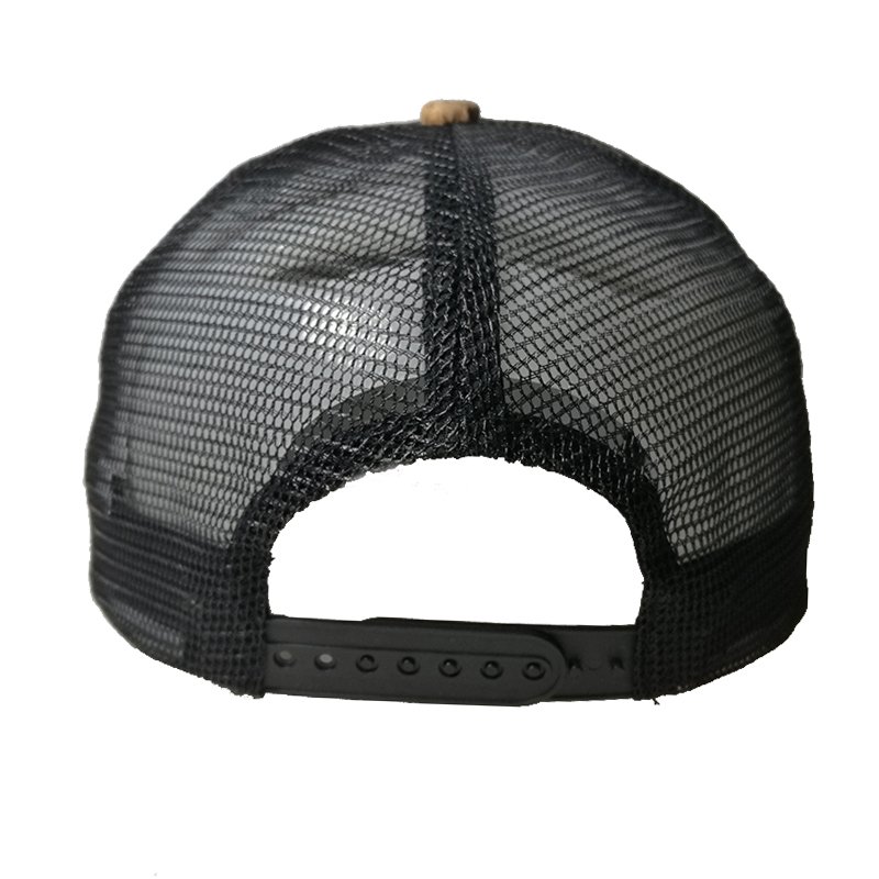 Custom Cork Brim 5 Panel Mesh Hat Cork Flat Brim Trucker Hat Black ...